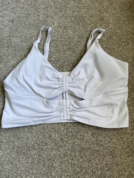 Athleta Tops - Athleta White Ruched Front Sports Bra Crop Top